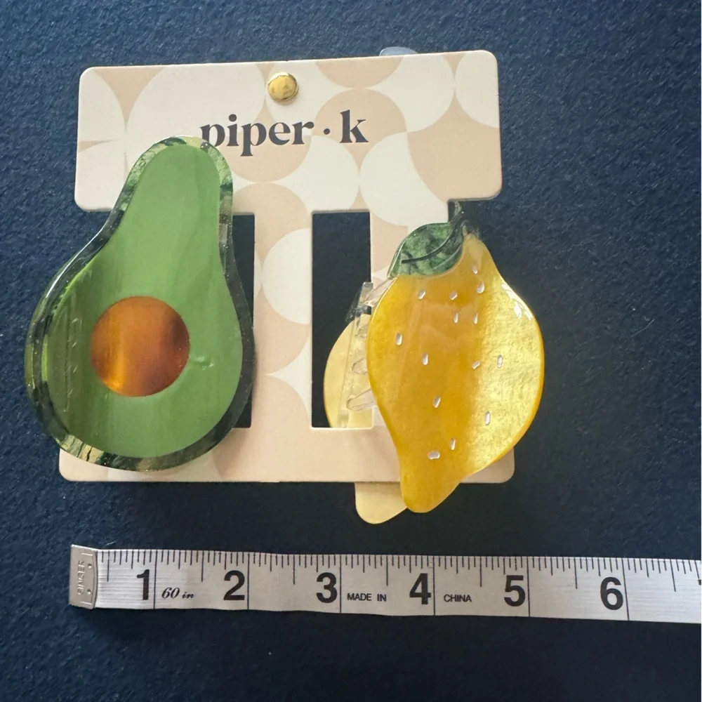 Piper K Avocado 🥑 and Lemon 🍋 Hair Clips - fun for all ages-add a pop of color!